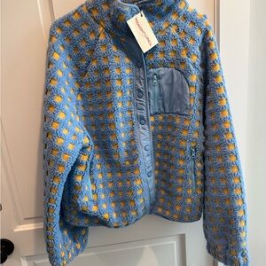 Midnight Lunch Blue & Yellow Fleece Jacket